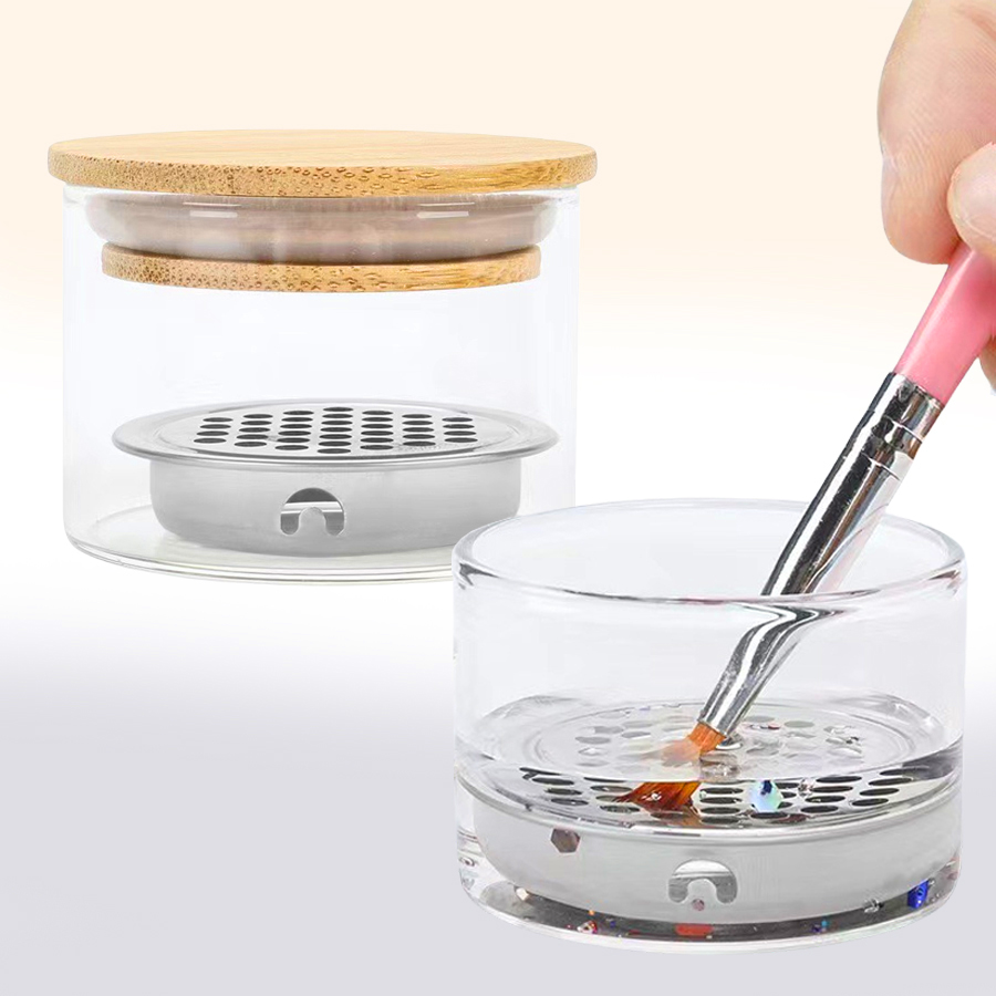 Dish Brush Bamboo - 네일 아트 브러쉬 세척 컵 네일