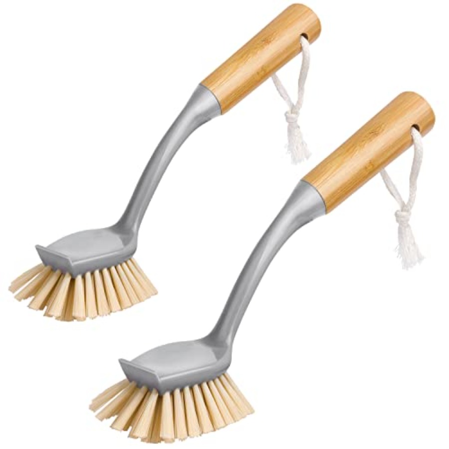 Dish Brush Bamboo - 대나무 손잡이가 있는 접시 세척 브러시,