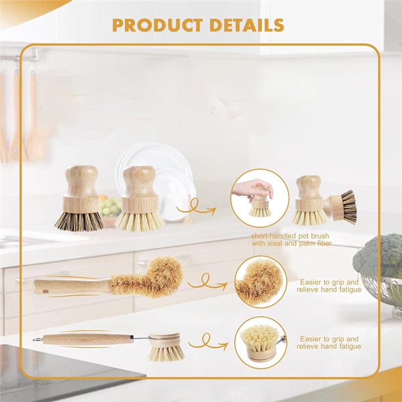 ABNL 인체공학적 나무 손잡이 4종 대나무 및 코코넛 - Dish Brush Bamboo 리뷰 및 가격